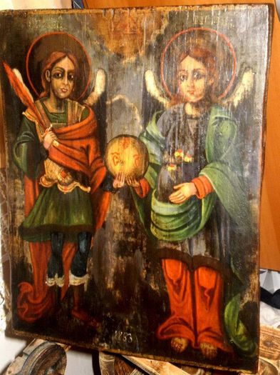 restaurare icoana pe lemn (59); Restaurare icoana Arhanghelii Mihail si Gavril pictura pe lemn restaurare icoane resaturare pictura pe lemn
