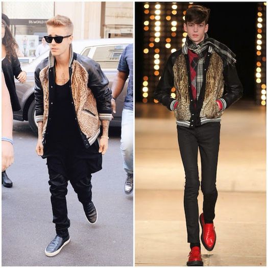 Justin-Bieber-wears-Saint-Laurent-by-Hedi-Slimane-Fall-Winter-2014-animal-print-fur-front-varsity-bo