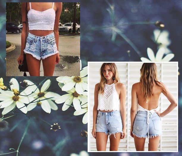 　　♥̷͜͡   Shorts: Îmi place să-i asortez cu diferite crop-top-uri. Îmi plac extrem de mult; când sunt high waisted shorts și când găsesc un crop-top cu impriment floral sau doar albe || negre.
