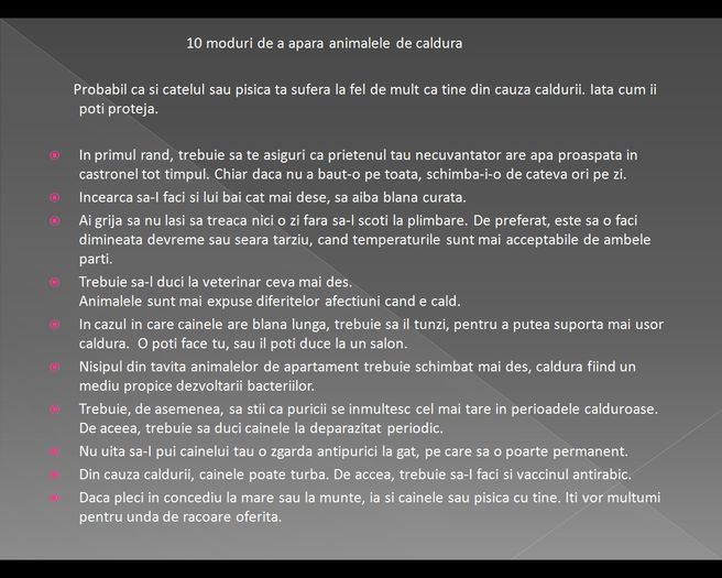 10 moduri de a apara animalele de caldura - Sanatate - 10 trucuri vechi si noi