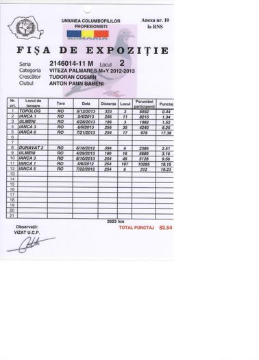 LOC 2 VIT PALM EXPO OLTENIA - REZULTATE 2013