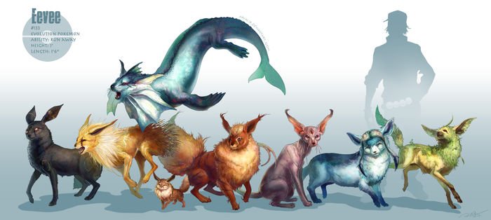 Eevee,Umbreon,Jolteon.Glaceon,Espeon,Flameon