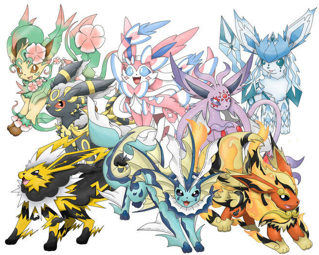 mega_eeveelutions_all_2gether_by_godzilla1030-d8cgcoz - mega eeveelutii