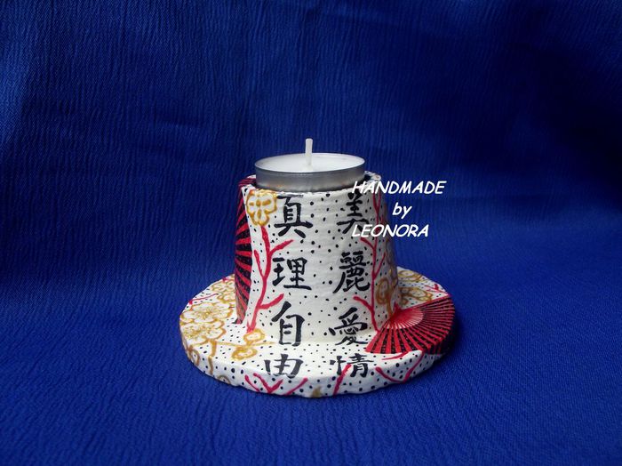 suport lumanare palariuta decoupage 2 - suport lumanari handmade ipsos