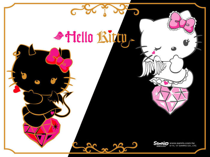 Hello Kitty in alb si negru poza pt desktop