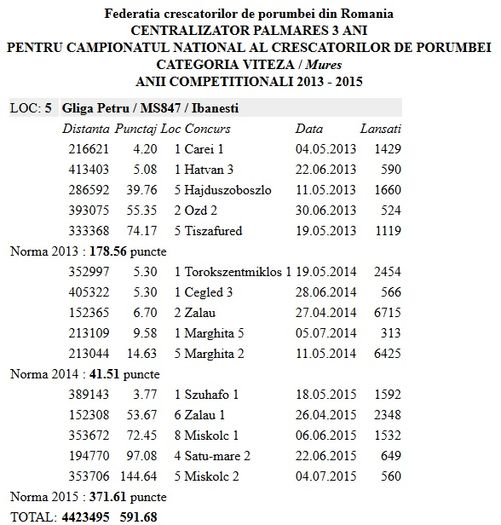 loc5 judetean palmares viteza 3 ani - LOC 5 judetean palmares viteza 3 ani