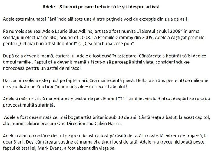 sa le stii despre artista