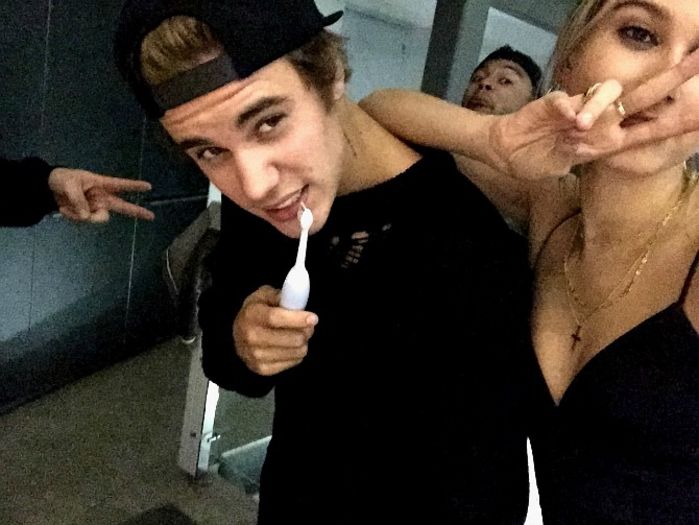 The-singer-Hailey-and-Alfredo-Flores-in-what-appears-to-be-a-bathroom-at-Justins-home - justin and hailey