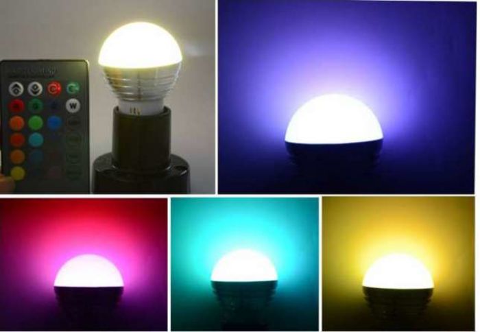 _bec-led-rgb-telecomanda 50 ron - - Bec led cu telecomanda lumina ambientala colorata 5w