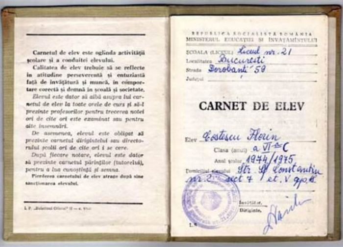 carnet de elev - Amintiri dinainte de 1989-1