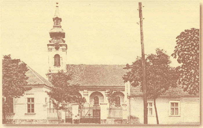 r002 - Imagine cu Biserica Ortodoxă Sârbă din Mehala, în anul 1910 - linia de Mehala