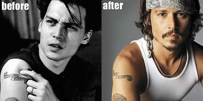 Johnny Depp - Wino forever! - Barbati celebri cu tatuaje dedicate fostelor iubite - cum le-au acoperit