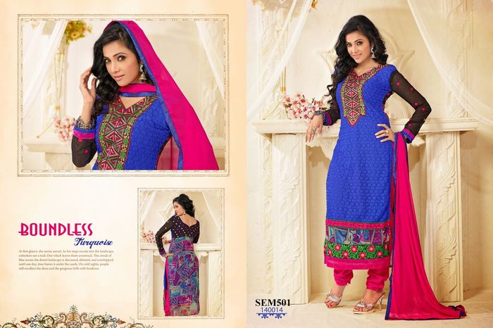 140014-Shilpa Anand In Designer Blue Long Salwar Kameez - Shilpa Anand
