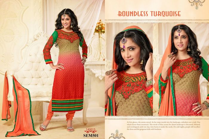 140015-Shilpa Anand In Designer Orange Long Salwar Kameez - Shilpa Anand