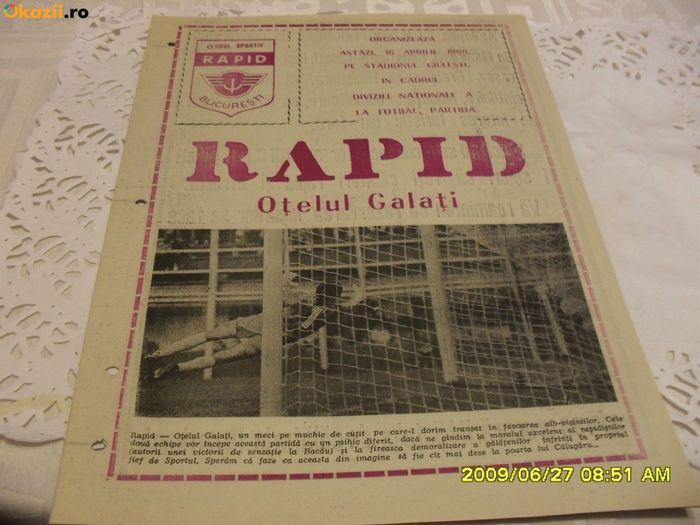Program Meci 1989 Rapid Bucuresti Otelul Galati - Otelul Galati Istorie