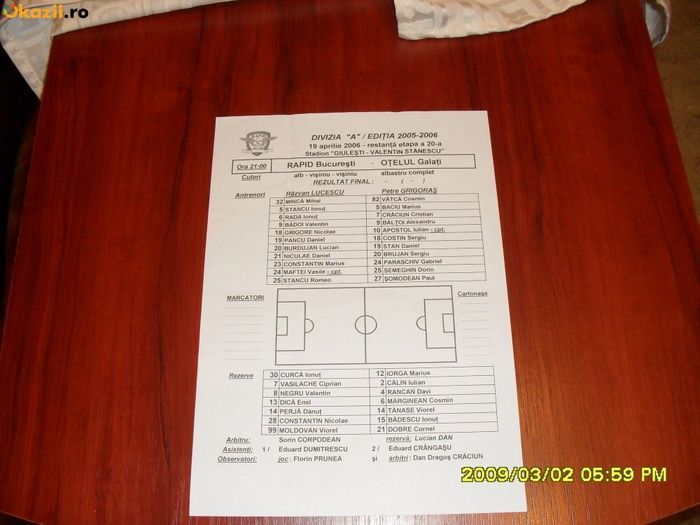 Foaie Joc Rapid Bucuresti Otelul Galati 2005-2006 - Otelul Galati Istorie
