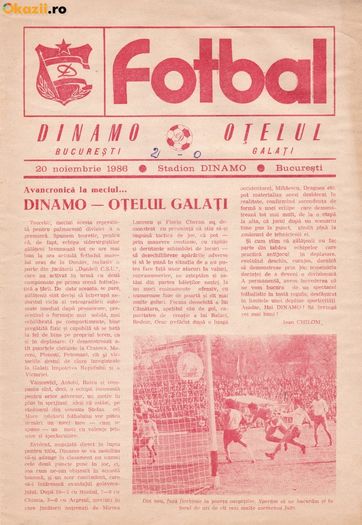 Program Meci 1986 Dinamo Bucuresti Otelul Galati - Otelul Galati Istorie