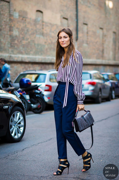 2.-striped-top-with-silk-pants - fashion and style e