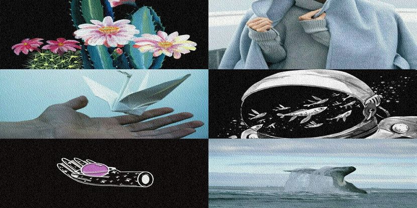 blue-ocean-theamed collage for C A N C E R - be sensitive like a CANCER