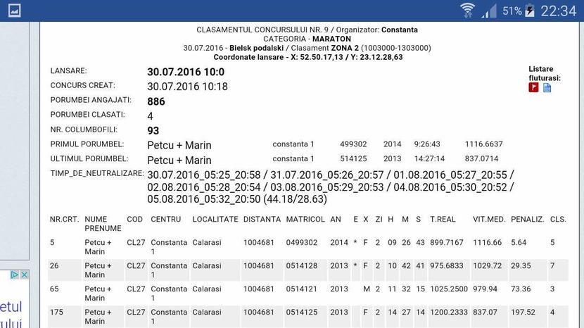 Ultima etapa de maraton - 5-Rezultate 2016