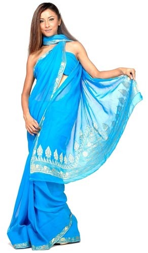 Evening Blue Art Silk Sarees - Saree-uri