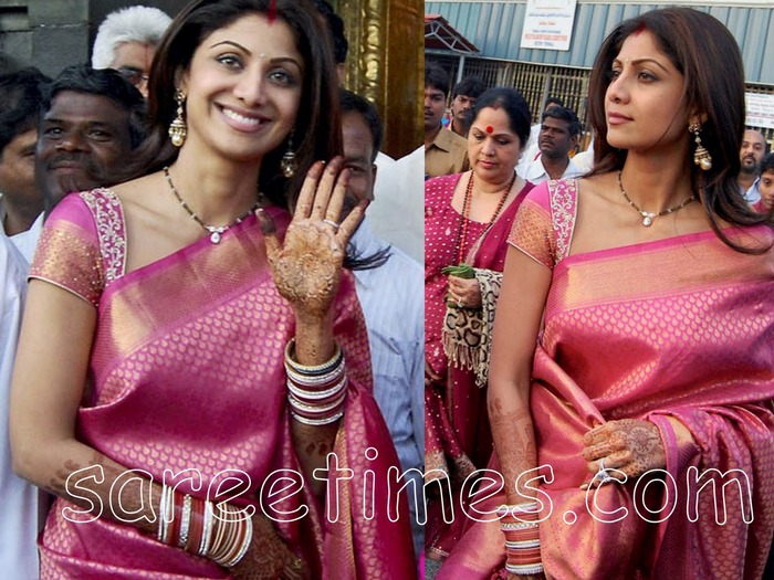 Shilpa-shetty-Pink-Silk-Saree