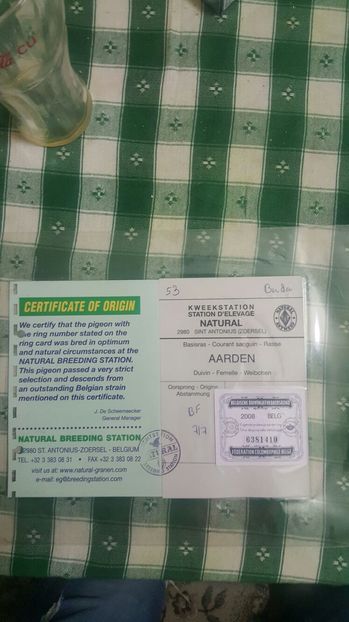 Certificat de origine f aarden