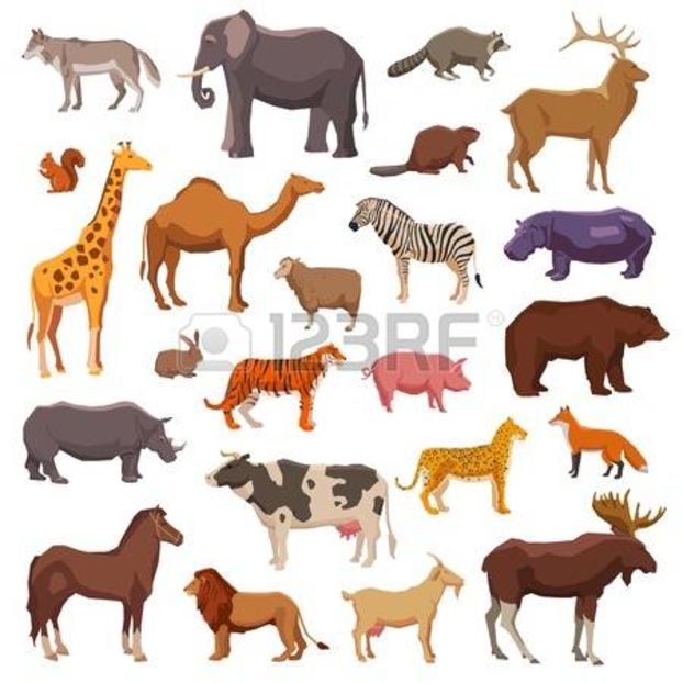 43210277-big-wild-domestic-and-farm-animals-decorative-icons-set-isolated-vector-illustration - Animale desenate