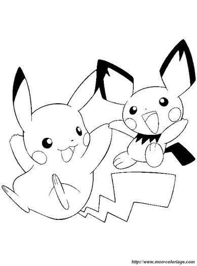 pikachu and pichu de colorat; amandoi best friends
