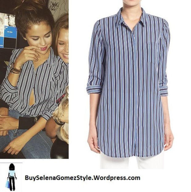 selena-gomez-blue-striped-shirt-instagram