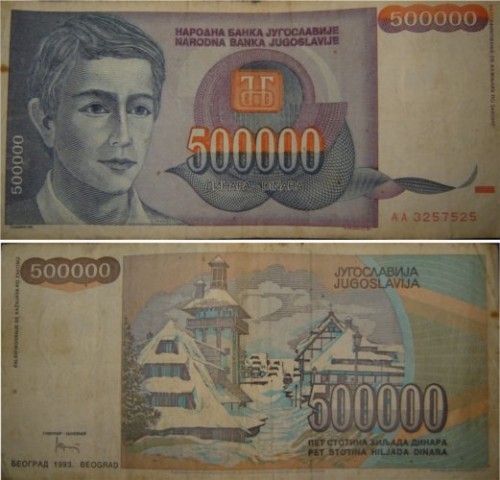 500000 DINARA-1993 (Jugoslavia) - Bancnote Straine