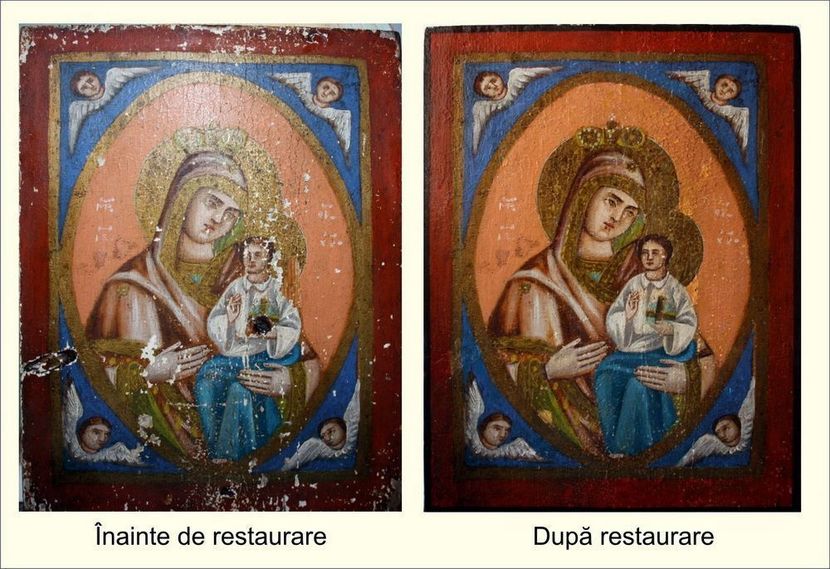 icoana maica domnului cu pruncul; Restaurare icoan%u0103 pe lemn Maica Domnului cu pruncul
Pictur%u0103 
