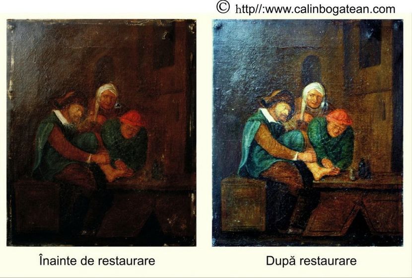 Restaurare tablou olandez; Restaurare tablou olandez pictur%u0103 pe p

