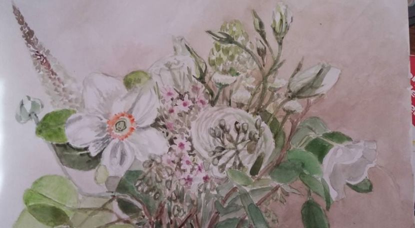  - Trandafiri si alte flori in acuarela