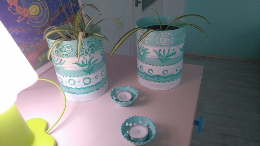 Set fantezie vernil deschis - Ghivece decorate manual