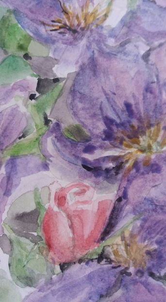  - Trandafiri si alte flori in acuarela