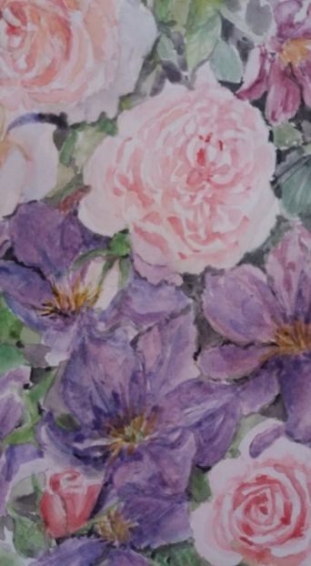  - Trandafiri si alte flori in acuarela