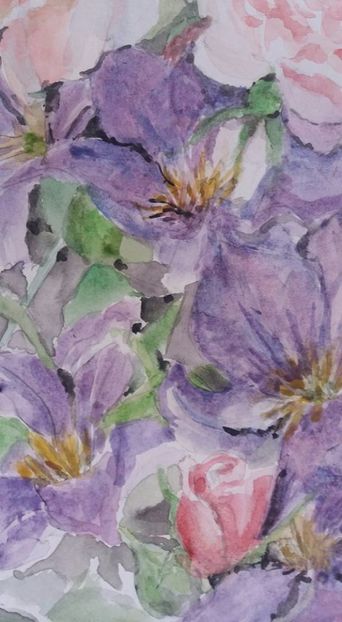  - Trandafiri si alte flori in acuarela