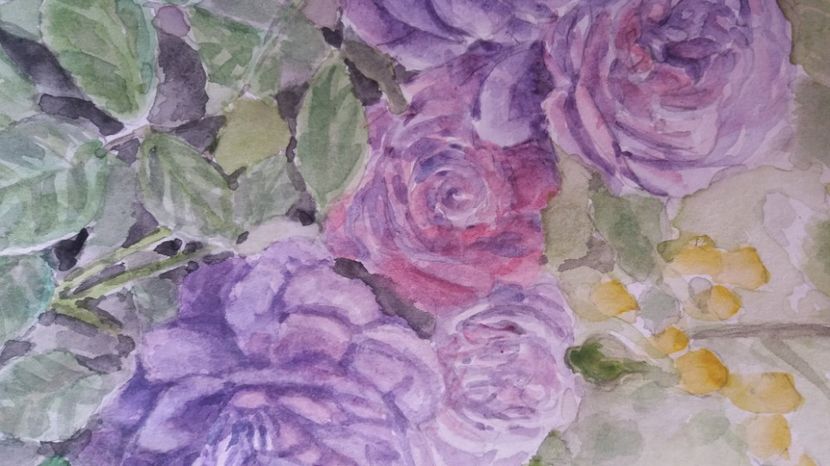  - Trandafiri si alte flori in acuarela