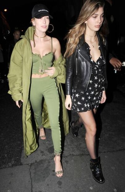 ku1gwv-l-610x610-pants--green-coat-hailey+baldwin-model+duty-streetstyle-paris+fashion+week+2017-fas - hailey baldwin