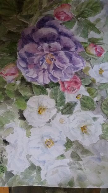  - Trandafiri si alte flori in acuarela