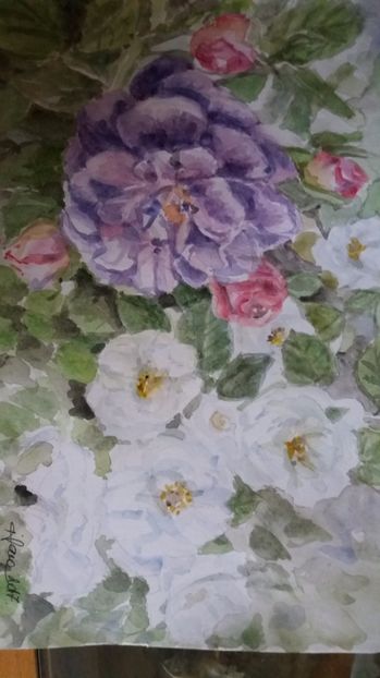  - Trandafiri si alte flori in acuarela