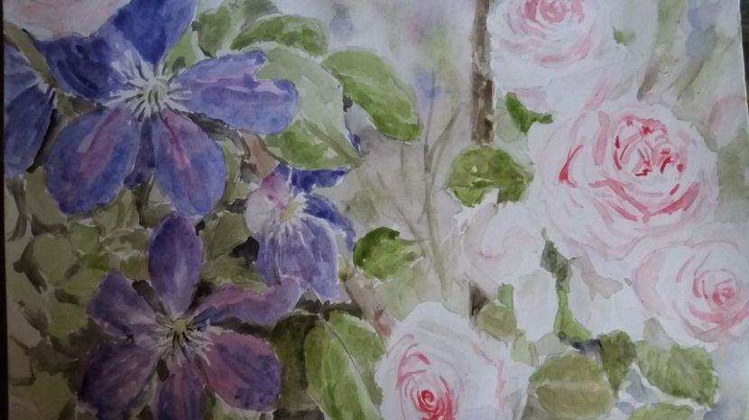  - Trandafiri si alte flori in acuarela