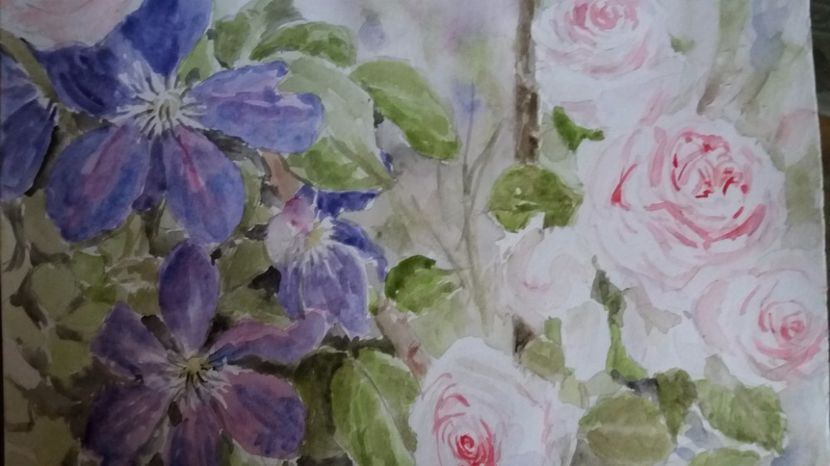  - Trandafiri si alte flori in acuarela