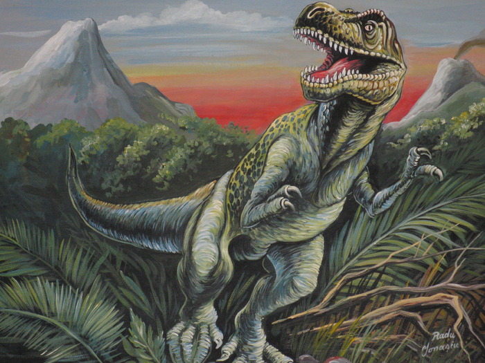 Tyrannosaurus; Pictura in acrilic,artist Ionasiu Radu
