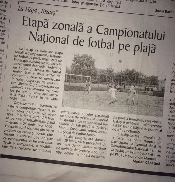 Marius Cosoreanu - Dunarea Galati Istorie