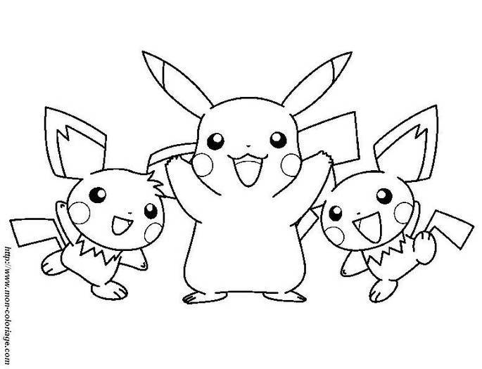 pikachu and 2 pichu de colorat - pikachu