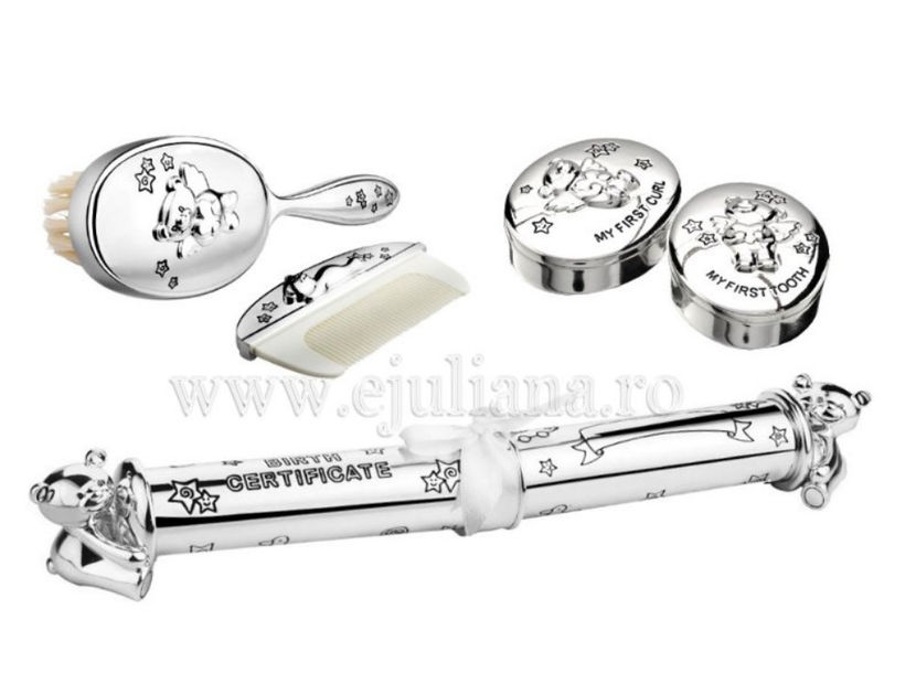 perie-pieptene-set-bucla-dintisor-suport-certificat-twinkle-juliana-JT417-417lei - Idei cadouri bebelusi colectia Juliana