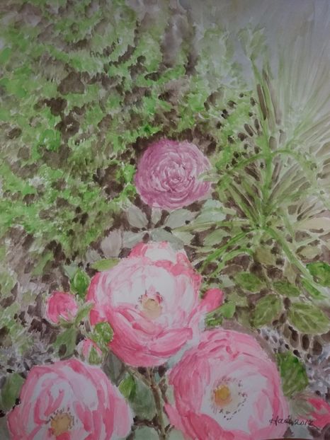  - Trandafiri si alte flori in acuarela