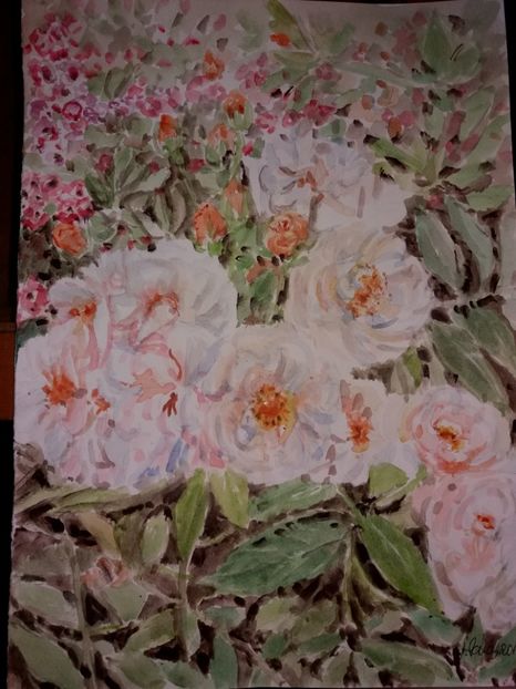 - Trandafiri si alte flori in acuarela